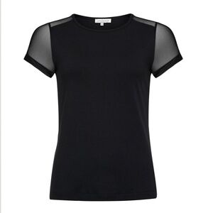 Anatomie Black Melissa Mesh Sleeve & Shoulder Panel Short Sleeve Tee Size Small